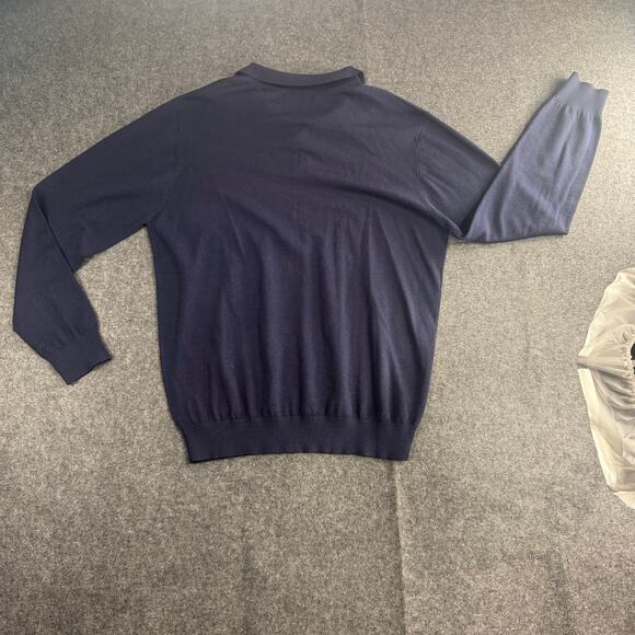 Charles‎ Tyrwhitt Polo Sweater Mens XL Merino Wool Golf Preppy Casual Navy Blue - Picture 4 of 7